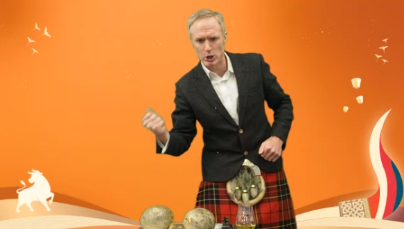 CBBC's Commercial Director of Industrial Economy, James Brodie shares a rendition of Robert Burns' Address to a Haggis in both Scots and Mandarin