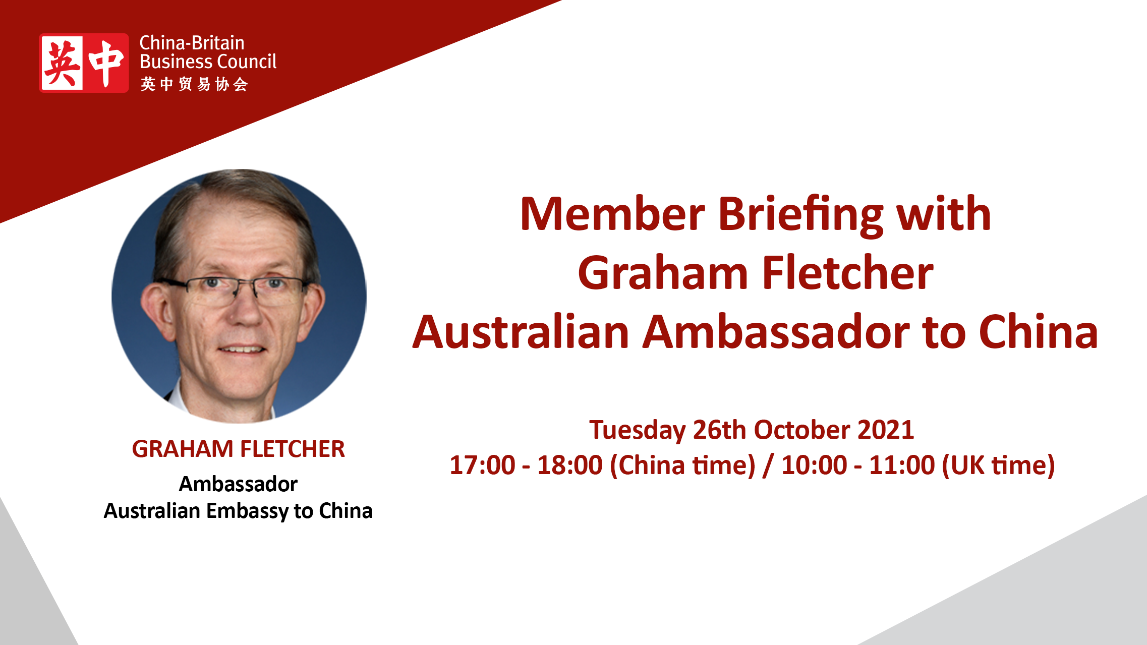 Member Briefing with Graham Fletcher, Australian Ambassador to China 
